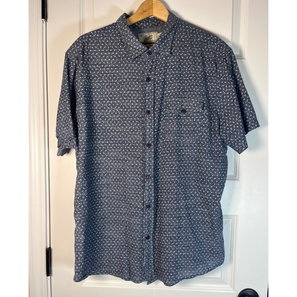 Grayers Clothiers Mens XL Blue White Geometric Diamond Cotton Button Down Shirt